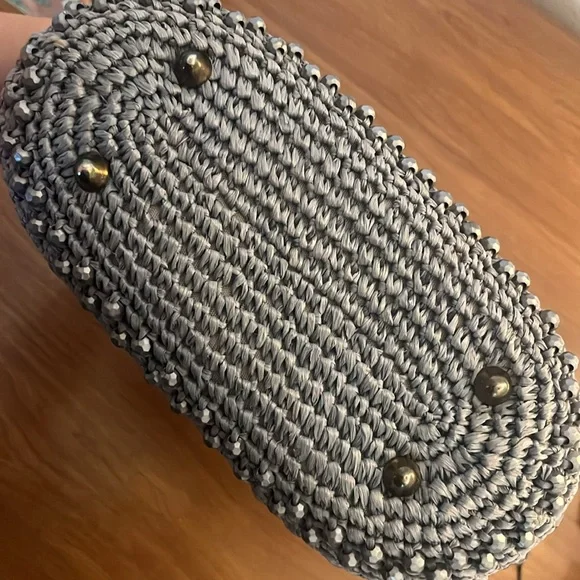 Vintage Dena of Dallas-made in Italy gray beaded handbag - Picture 9 of 11